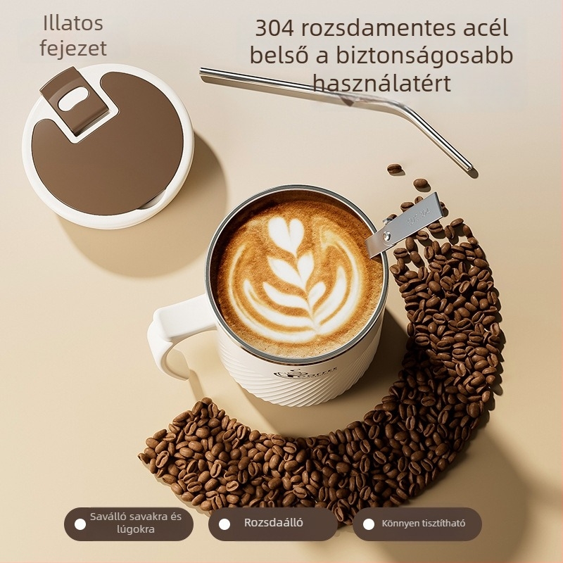 Tea infúzorral ellátott bögre, 304 rozsdamentes acélból, hordozható, fedéllel és kanállal