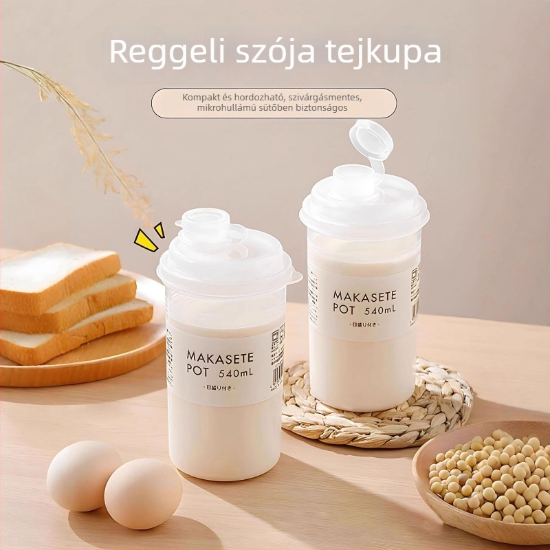 Könnyű hordozható szójatejes pohár kávéhoz — hőálló, élelmiszer-minőségű zárt műanyag, márka Qiwang