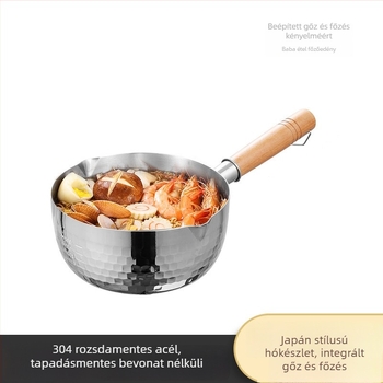 304 rozsdamentes acélból készült tejfazék, japán stílusú, bevonat nélküli, steamerrel és üvegfedővel, egyrétegű aljzattal, modell 5485754