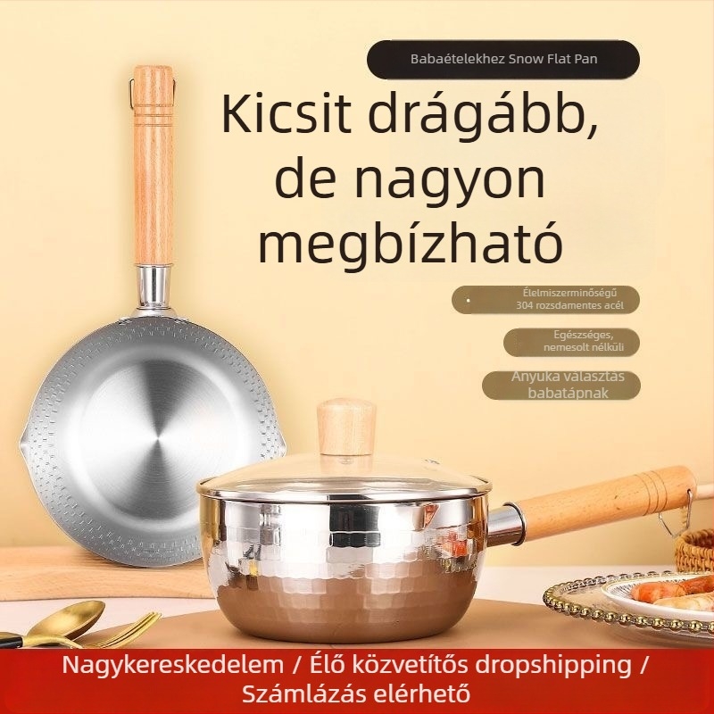 304 rozsdamentes acélból készült tejfazék, japán stílusú, bevonat nélküli, steamerrel és üvegfedővel, egyrétegű aljzattal, modell 5485754