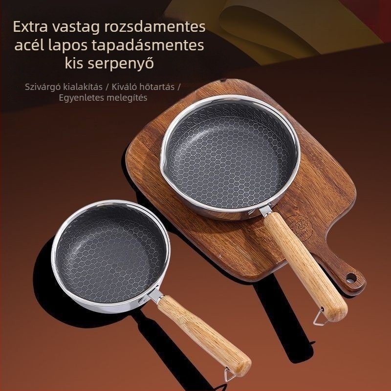 Rozsdamentes acélból készült tojás sütésére szolgáló serpenyő, tapadásmentes felülettel, általános tűzhelyhez, modell: Tapadásmentes serpenyő