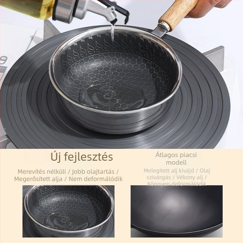 Rozsdamentes acélból készült tojás sütésére szolgáló serpenyő, tapadásmentes felülettel, általános tűzhelyhez, modell: Tapadásmentes serpenyő