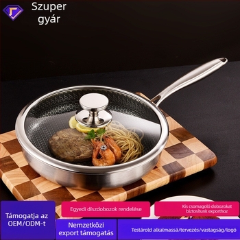Meilun 316 rozsdamentes acél wok, többrészű aljzattal, üvegfedél, tapadásmentes bevonat