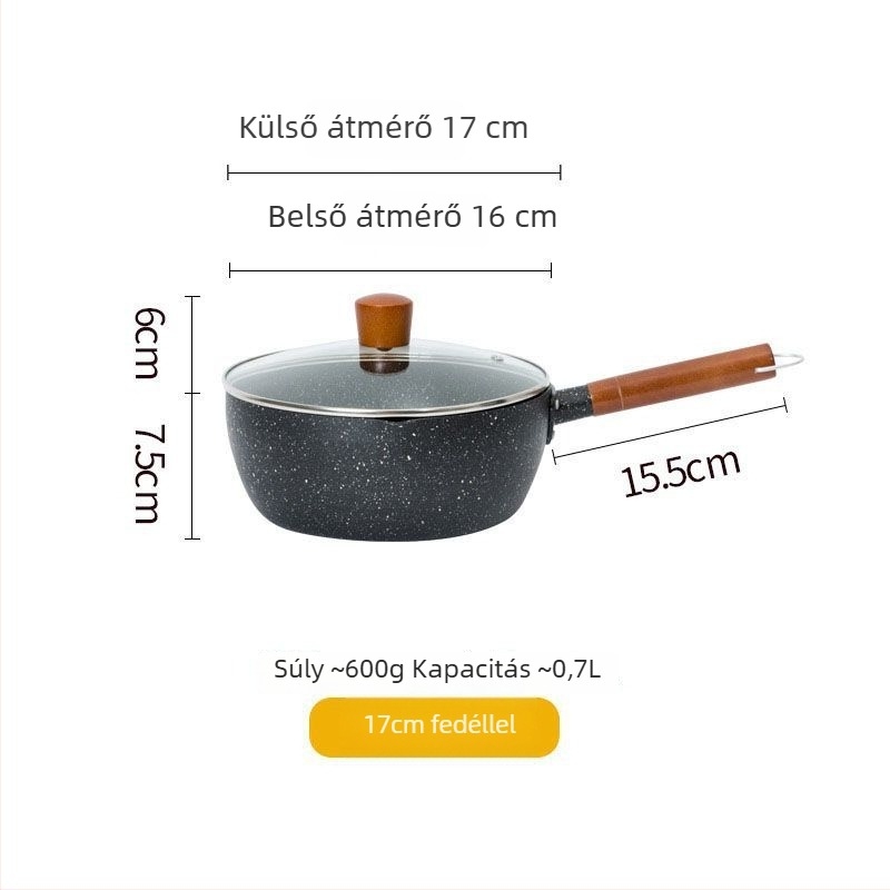 Tejeslábas vasból, tapadásmentes bevonattal, modell NG001, hőálló üvegfedővel