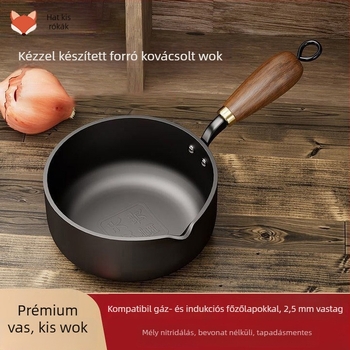 Kovácsoltvasból készült forróolajos serpenyő, 5,5 cm mély, 1 kg, univerzális főzőlaphoz