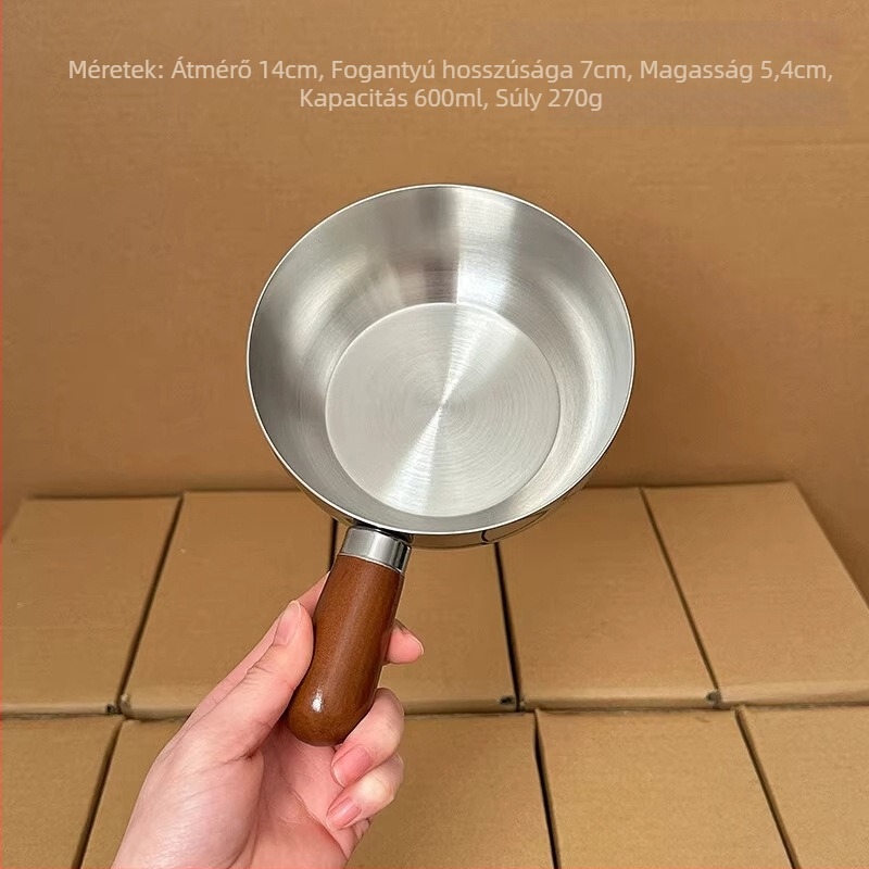 304 rozsdamentes acélból készült kis tészta főzőedény üveg fedővel, 280 g, modell 304xgw70241229, modern egyszerű stílus