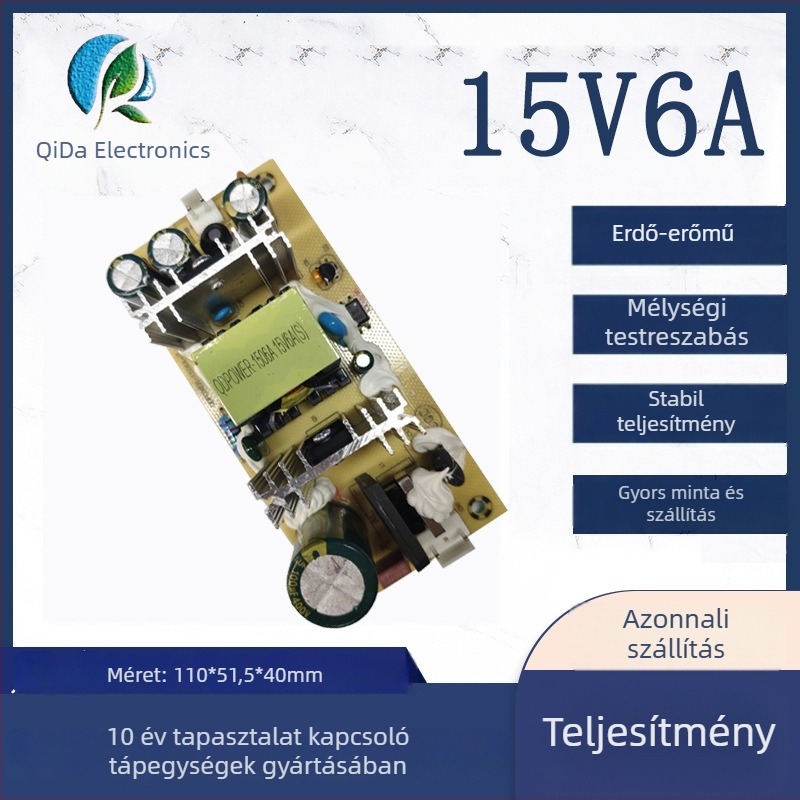 Kapcsolóüzemű tápegység – kimenet 15V 6A, 90W, CE tanúsított, hatékonyság ≥87%