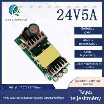 24V 5A tápegység panel beépített AC-DC modullal, 120W kapcsolóüzemű tápegység, méretek 110,1×51,3×40 mm, tömeg 177 g
