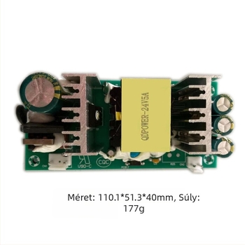 24V 5A tápegység panel beépített AC-DC modullal, 120W kapcsolóüzemű tápegység, méretek 110,1×51,3×40 mm, tömeg 177 g
