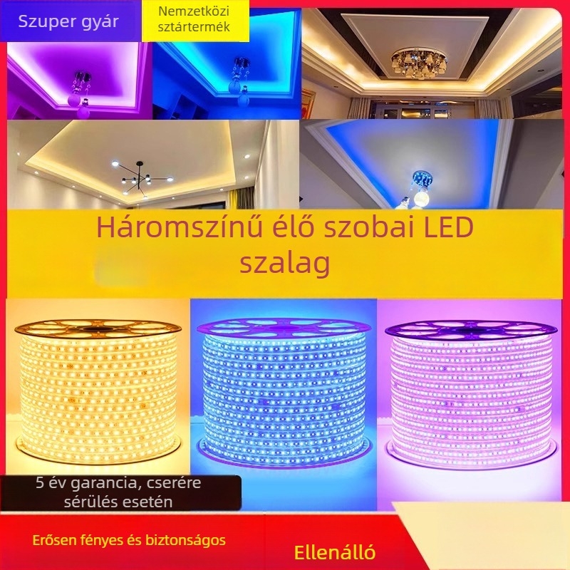 Nappali LED-szalag – dimmelhető, 192 LED, 7W, 220V, távirányító, vízálló, Sanan Optoelectronics LED-chip