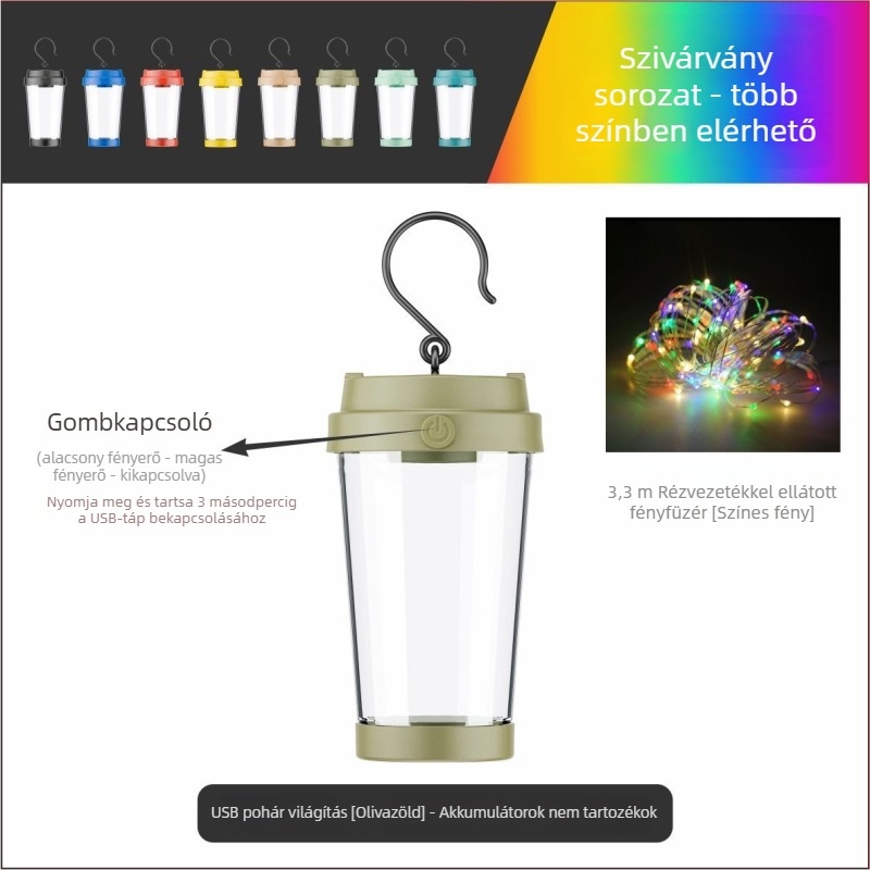 Jiadi Kemping LED Fény – Újratölthető 5V LED sorlámpa kapcsolóval