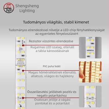 LED szalag 220V, 2835 chip, 120 LED, 180° fénysugár, vízálló
