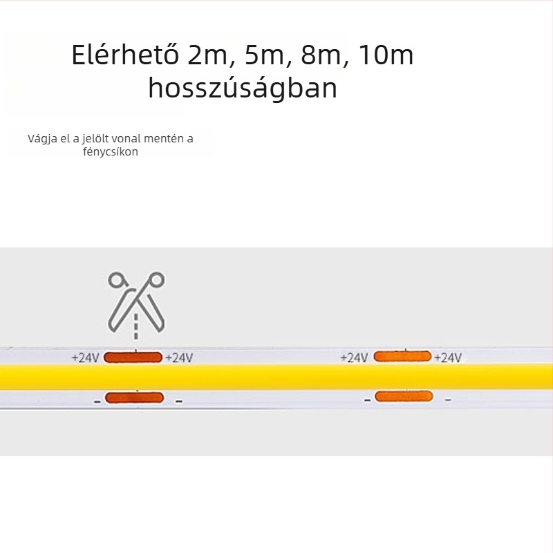 COB LED szalag, 120 LED, 24V bemenet, 5W, 100° fénysugár-szög