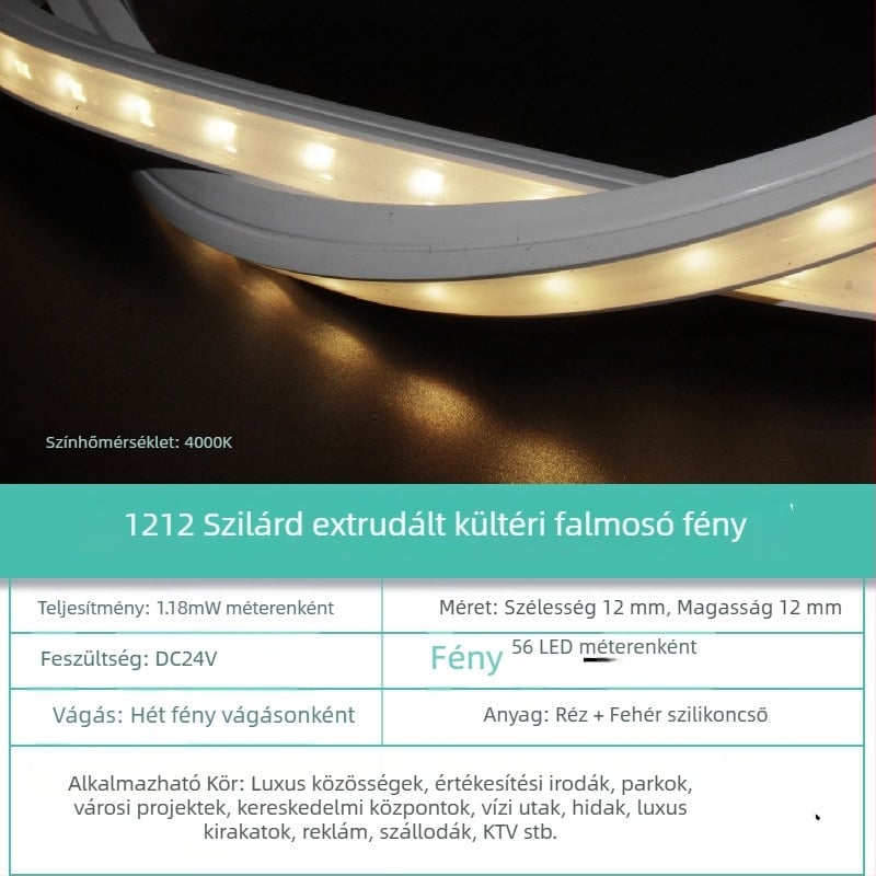 Kültéri vízálló falmosó LED-szalag, 18W, 2835 LED-ek, 56/m, 30° fénycsóva