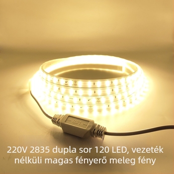 2835 LED szalag, 220V, kétsoros, 120 LED, Sanan LED chipek