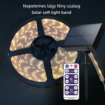 Napelemes LED-szalag kültéri udvar dekorációhoz (Tápellátás: Napelem, Akkumulátor, USB; Vezérlés: Gomb/Távirányító; Testreszabás elérhető)