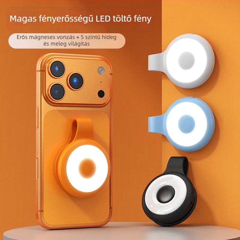 Mágneses LED világítás okostelefonhoz, modell L03, kézi használatra tervezett clip-on, 10W alatt, három színhőmérséklet