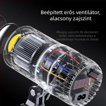 Könnyen hordozható fotózási fény COB forrással, E27 foglalat, 24V/3A tápegységgel, szabályozható fényerő és színhőmérséklet