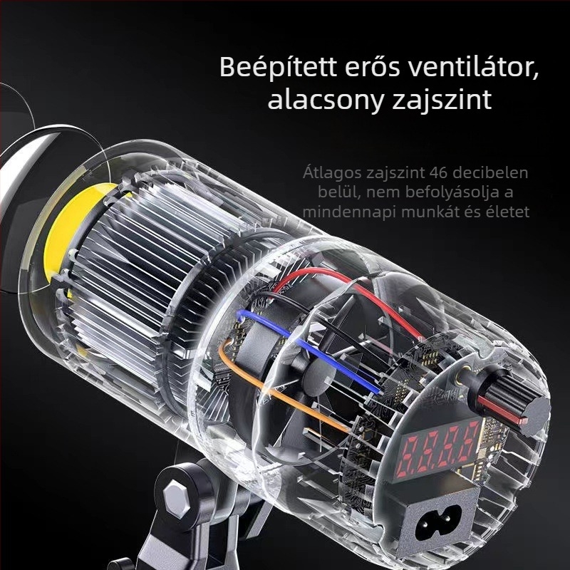 Könnyen hordozható fotózási fény COB forrással, E27 foglalat, 24V/3A tápegységgel, szabályozható fényerő és színhőmérséklet