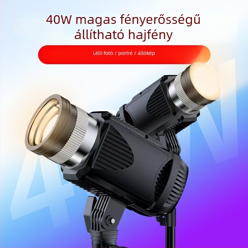 Digitális fotózáshoz használt fények, 40W-os stúdiófény, állítható fényerővel és 3000K-6000K színhőmérséklettel