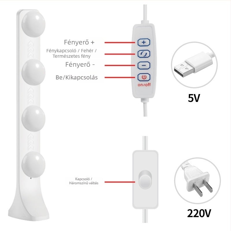 LED asztali világítás livestream-hez három színhőmérséklettel, 10W, 220V, model PD-55/PD-56/PD-67/PD-68