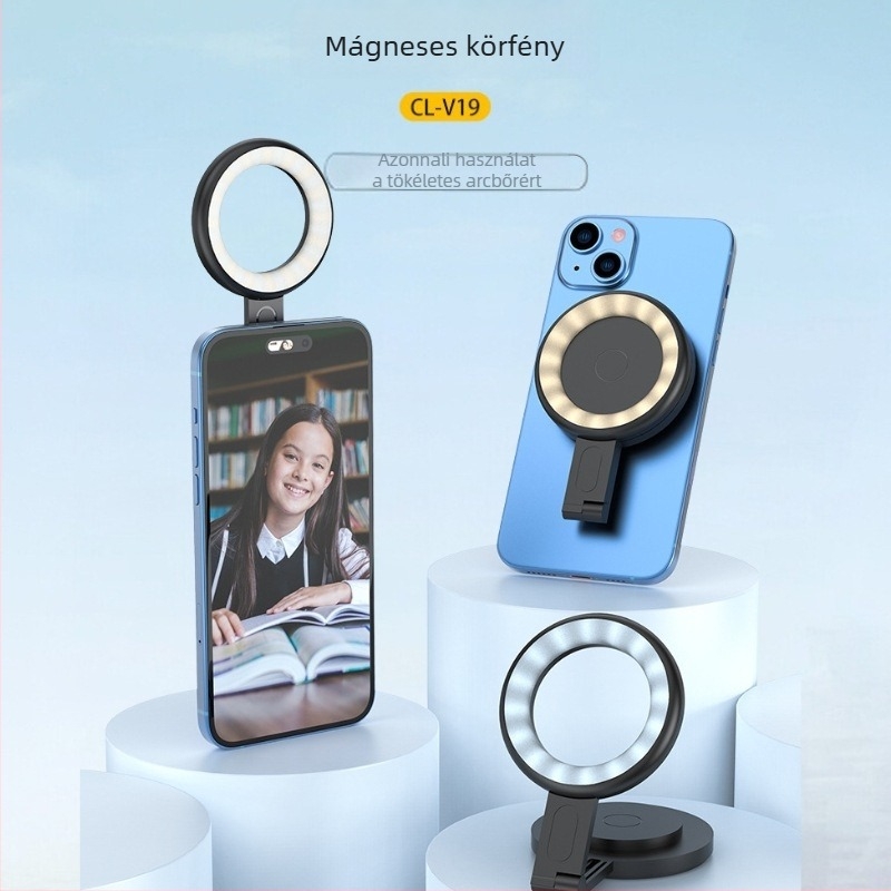 Mini hajtogatható mágneses gyűrűfény MagSafe-kel, kézi selfie világítás - ideális rövid videókhoz és kültéri élő adásokhoz; kevesebb mint 10W, 3.7V, modell NA-V19