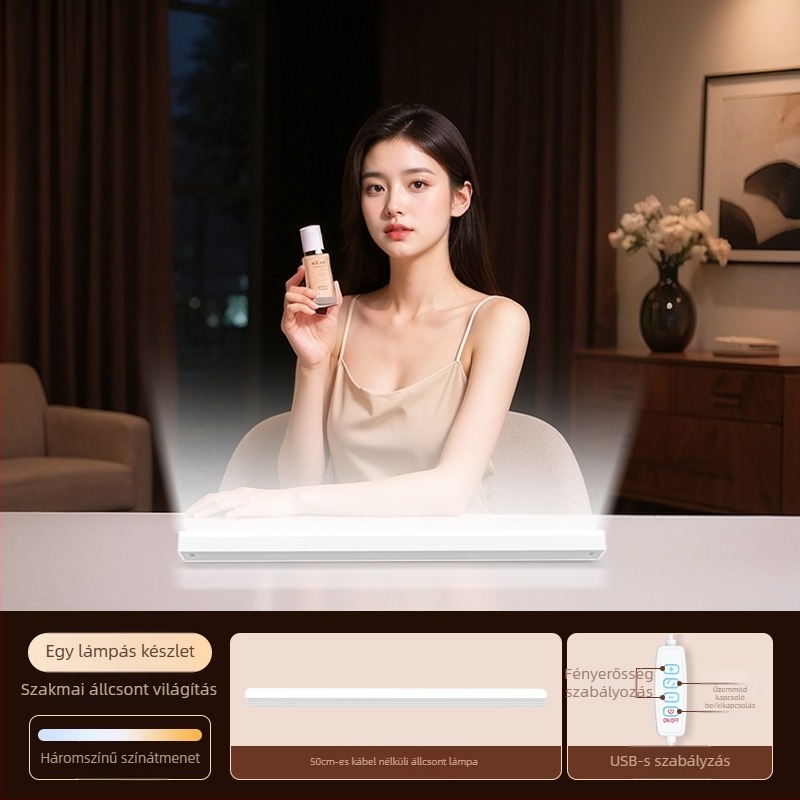 LED feltöltő lámpa élő közvetítéshez, állítható fényerővel, 10–50W, 220V, függőleges használat