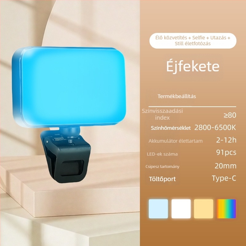 LED töltőfény F6, kézben tartható, 4W, 5V, három színhőmérséklet