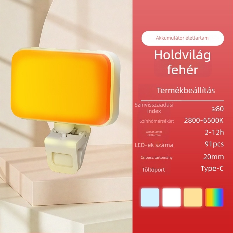 LED töltőfény F6, kézben tartható, 4W, 5V, három színhőmérséklet