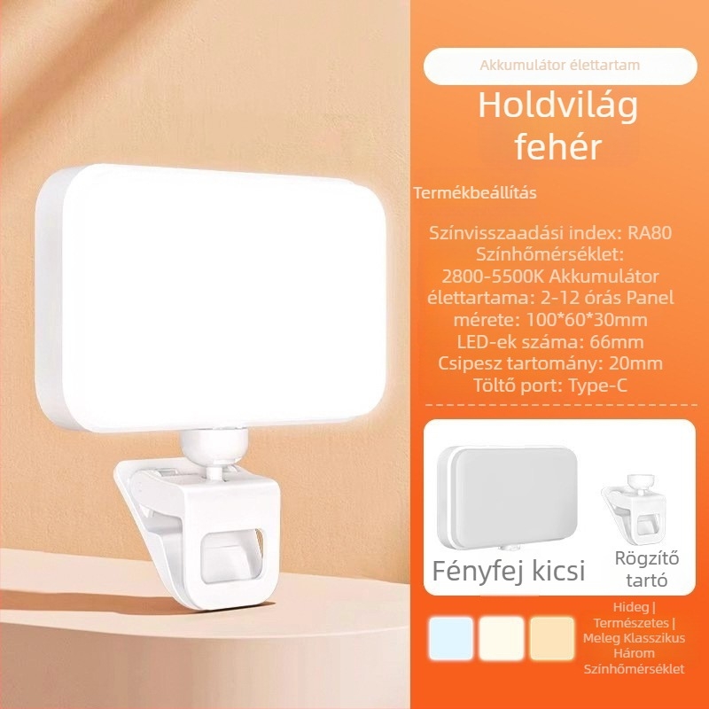 LED töltőfény F6, kézben tartható, 4W, 5V, három színhőmérséklet