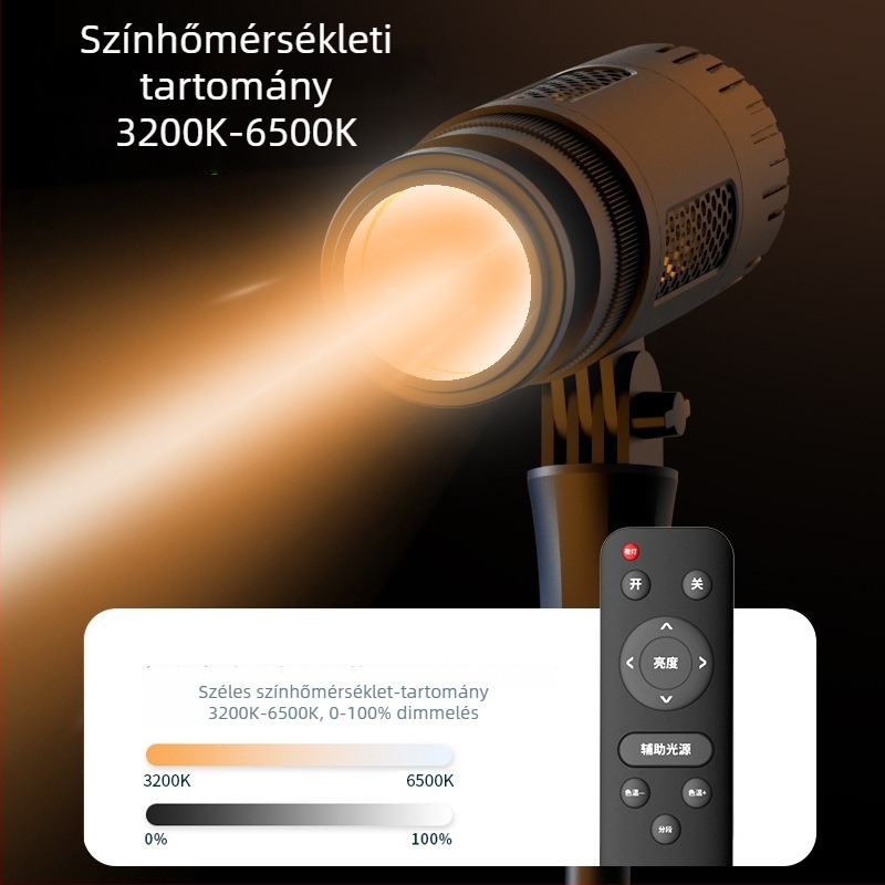 Hordozható fotózási fény COB-forrással, hátsó világításhoz, 50W, 3000–6000K, 10 m hatótáv