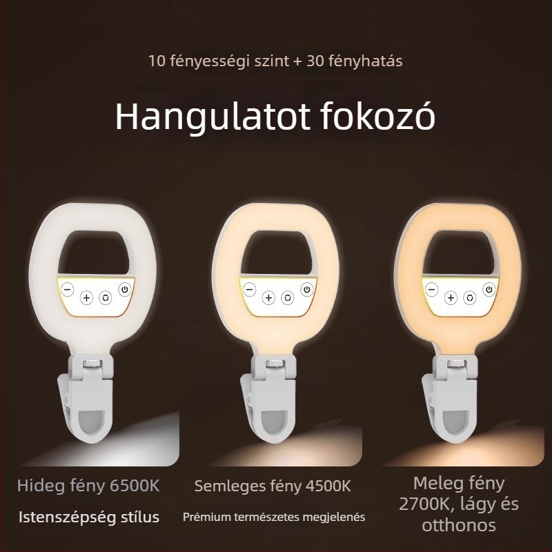 Hordozható fotózási fény – kompakté kézi asztali világítás élő közvetítéshez és fényképezéshez (5V, <10W, 2700–7500K, állítható fényerő, állítható színhőmérséklet)