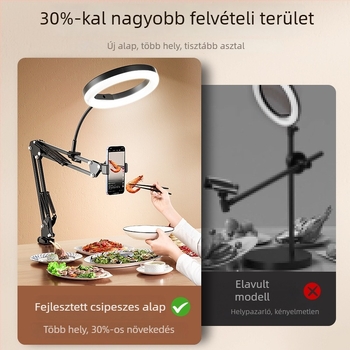 Telefonállvány függőleges felvételhez világítással — asztali rögzítés, 10-50W, 110V, modell F10, többfokozatú állítás