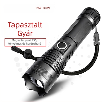Külső taktikai LED zseblámpa, 20W, 2200mAh akkumulátor, újratölthető, hatótávolság 100–200 m