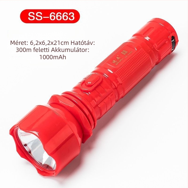 Sürgősségi hordozható LED zseblámpa – Susen, 3W LED, kézi töltés, 500 mAh akkumulátor, tölthető töltővel, fénycsóva 100–200 m
