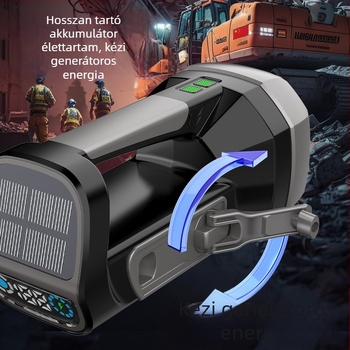 Három LED-es zseblámpa, napenergia, digitális kijelző, 10W, 400mAh