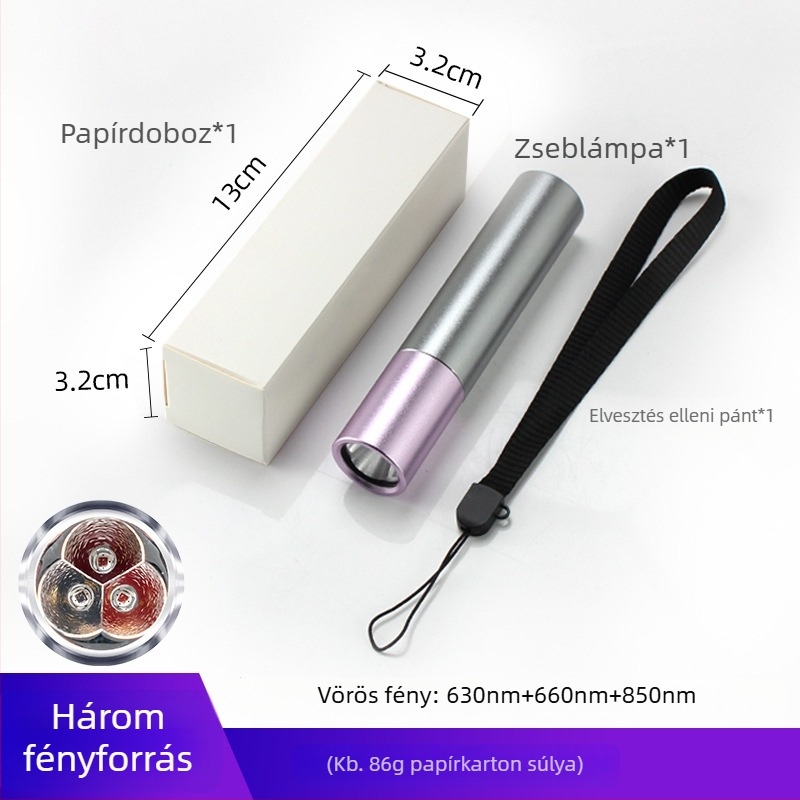 Kézben tartható LED zseblámpa IR 630/660/850 nm, 3x1,5W LED, 1800mAh akkumulátor, töltővel, túltöltés elleni védelem