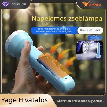Yagrids LED mini újratölthető elemlámpa kézi tekerő töltéssel, 1500 mAh akkumulátor, 360°-os forgás, fénycsóva 500 m-ig