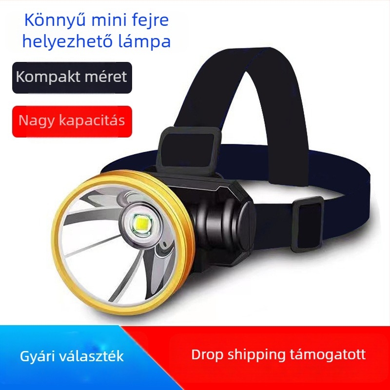 LED éjszakai horgász fejfáklya — USB töltésű, akkumulátor kapacitás 800, teljesítmény 15, 360° forgás, Hatótáv 100–200 m
