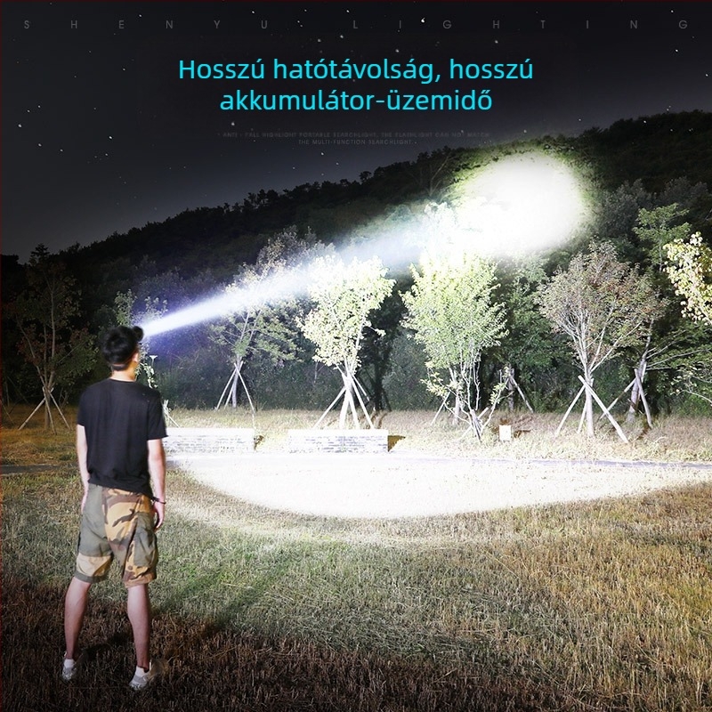 Éjszakai horgász fejlámpa, újratölthető, 1200mAh akkumulátor, 10W LED, alumíniumötvözet test, 200–500 m fénysugár