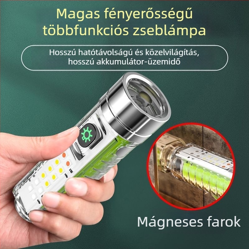 Kulcstartó LED zseblámpa, 350+ lm, 1500 mAh, újratölthető, optikai zoom, hatótávolság 100–200 m