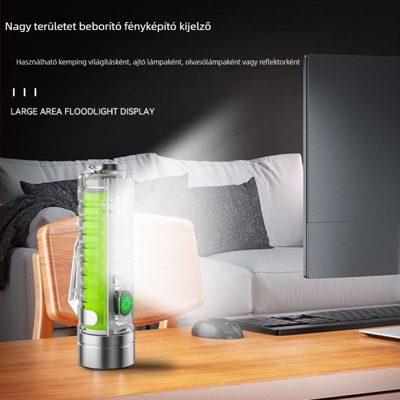 Kulcstartó LED zseblámpa, 350+ lm, 1500 mAh, újratölthető, optikai zoom, hatótávolság 100–200 m