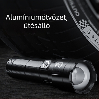 LED kemping zseblámpa, 360° forgás, újratölthető, 500 m hatótáv, 15W, 7200