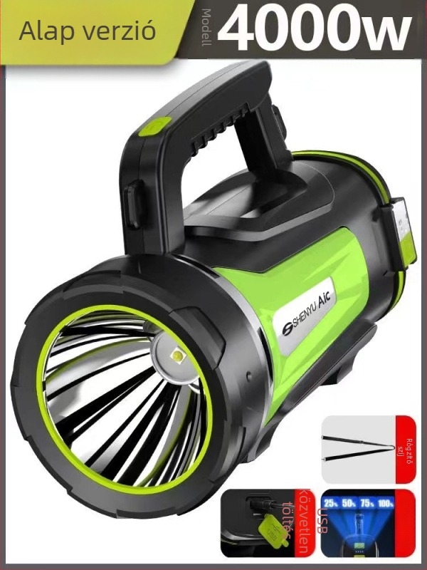 Divine Fish LED elemlámpa, kézzel tekerhető működés, 5W, 2000mAh, 500 m feletti hatótáv, újratölthető