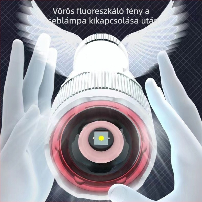 Eagle Eye LED elemlámpa alumíniumötvözet testből, 30W, 5000mAh akkumulátor, 360°-os forgó fej, optikai zoom, hatótáv több mint 500 m