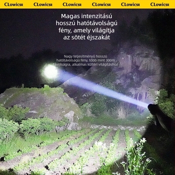 LED zseblámpa: erős LED, újratölthető, hordozható kempingezéshez, 18650 3200mAh, Type-C közvetlen töltés, 30W, hatótáv >500 m