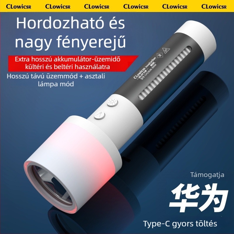 LED zseblámpa: erős LED, újratölthető, hordozható kempingezéshez, 18650 3200mAh, Type-C közvetlen töltés, 30W, hatótáv >500 m