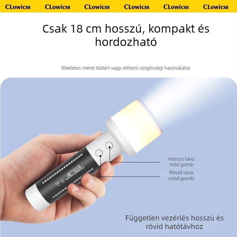 LED zseblámpa: erős LED, újratölthető, hordozható kempingezéshez, 18650 3200mAh, Type-C közvetlen töltés, 30W, hatótáv >500 m