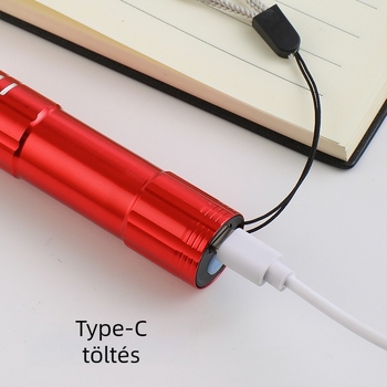 Mini kézi zseblámpa, alumínium ötvözet test, LED 5W, IPX4, 100 m fénycsóva