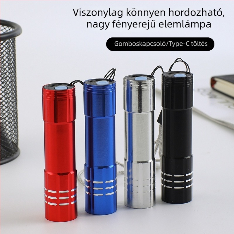 Mini kézi zseblámpa, alumínium ötvözet test, LED 5W, IPX4, 100 m fénycsóva